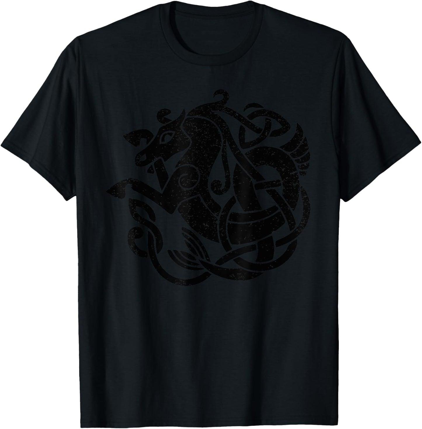 Celtic Knot Seahorse Mythical Kelpie Symbol T-Shirt - T-Shirt | Black