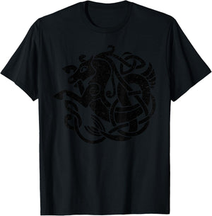 Celtic Knot Seahorse Mythical Kelpie Symbol T-Shirt - T-Shirt | Black