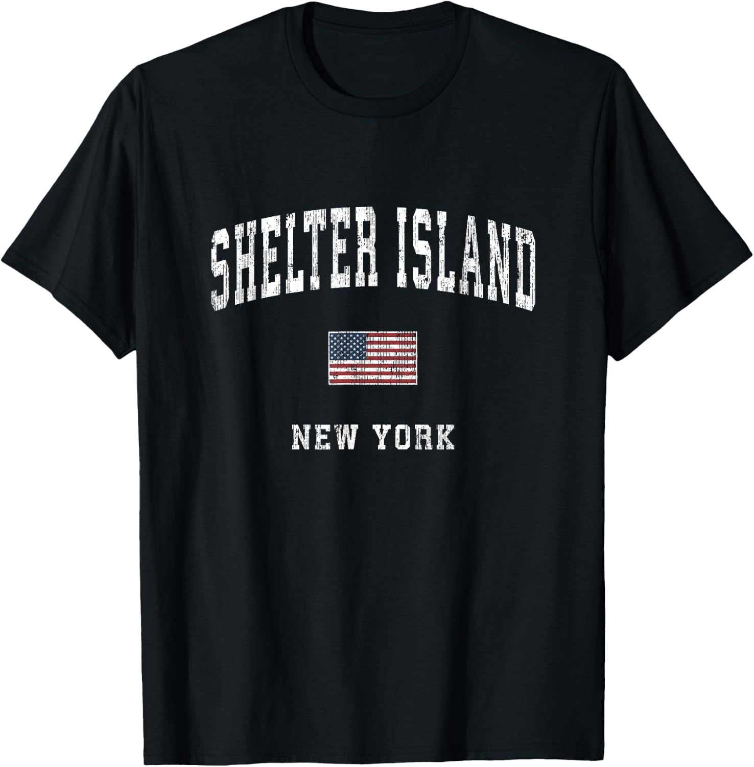 Shelter Island New York NY Vintage American Flag Sports T-Shirt - T-Shirt | Black