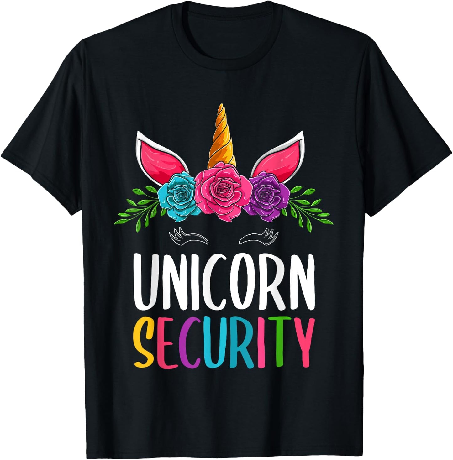 Cute Halloween Unicorn Costumes, Dad Mom Unicorn Security T-Shirt - T-Shirt | Black
