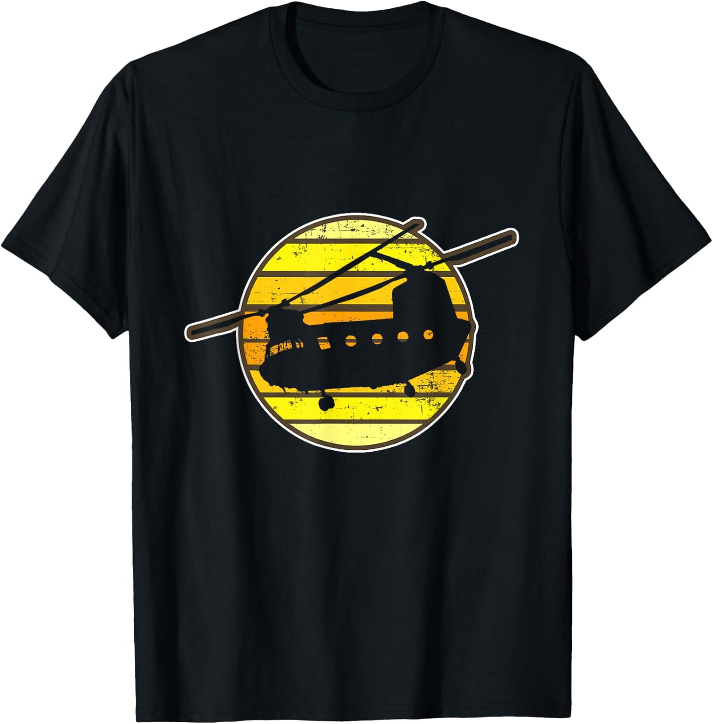 Chinook Pilot Helicopter Retro 70s 80s Military Gift T-Shirt - T-Shirt | Black