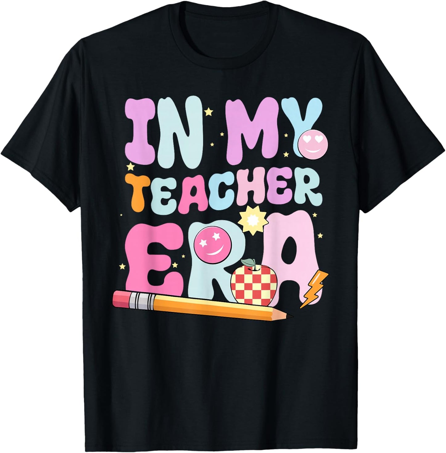 In My Teaching Era Best Teacher Appreciation School Groovy T-Shirt - T-Shirt | Black