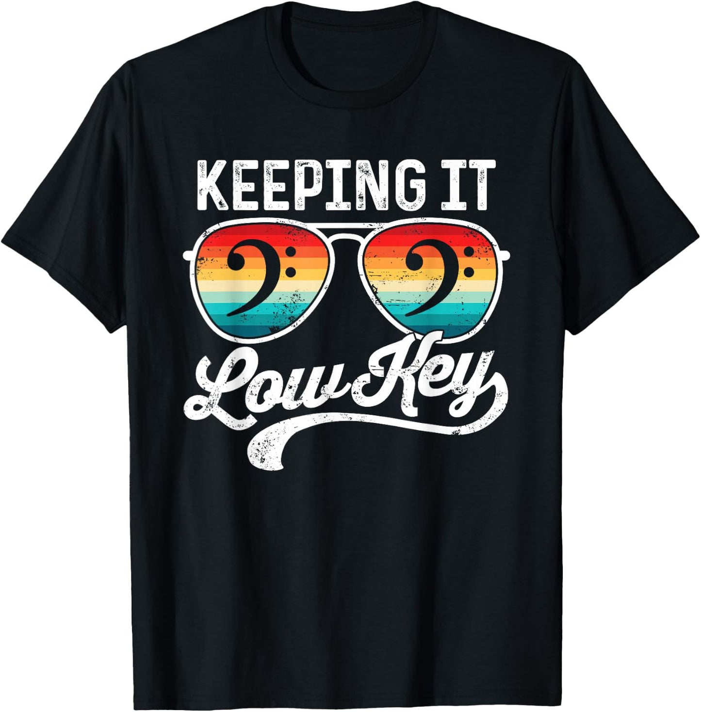 Bass Clef Keeping It Low Key Music Pun Low Brass Bass Singer T-Shirt - T-Shirt | Black