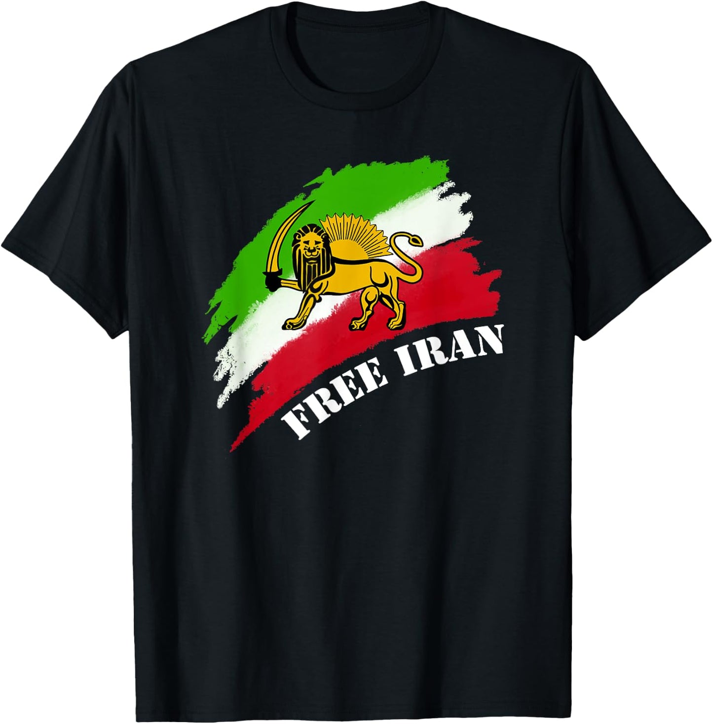 Free Iran flag with lion T-Shirt - T-Shirt | Black