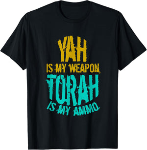 Hebrew Israelite Clothing Yah is My Weapon Judah Torah T-Shirt - T-Shirt | Black