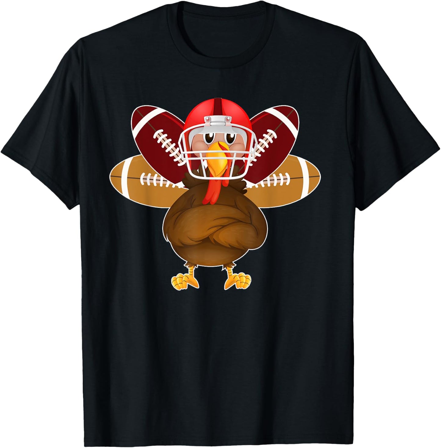 Thanksgiving Beer & Turkey Football T-Shirt - T-Shirt | Black
