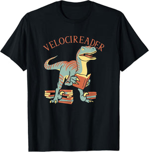 Velocireader Tea - Fantastic Velociraptor - Dinosaur T-Shirt - T-Shirt | Black