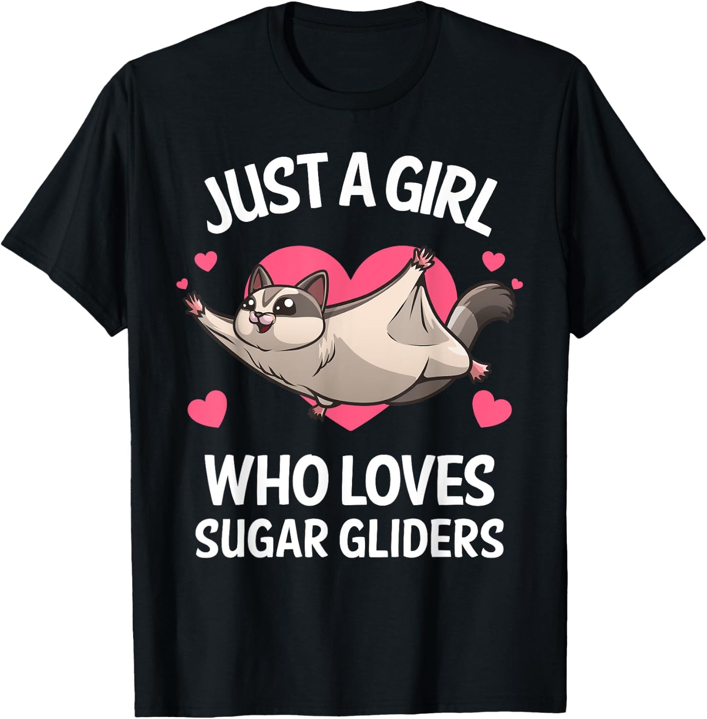 Funny Sugar Glider Design For Girls Women Gliding Animal T-Shirt - T-Shirt | Black