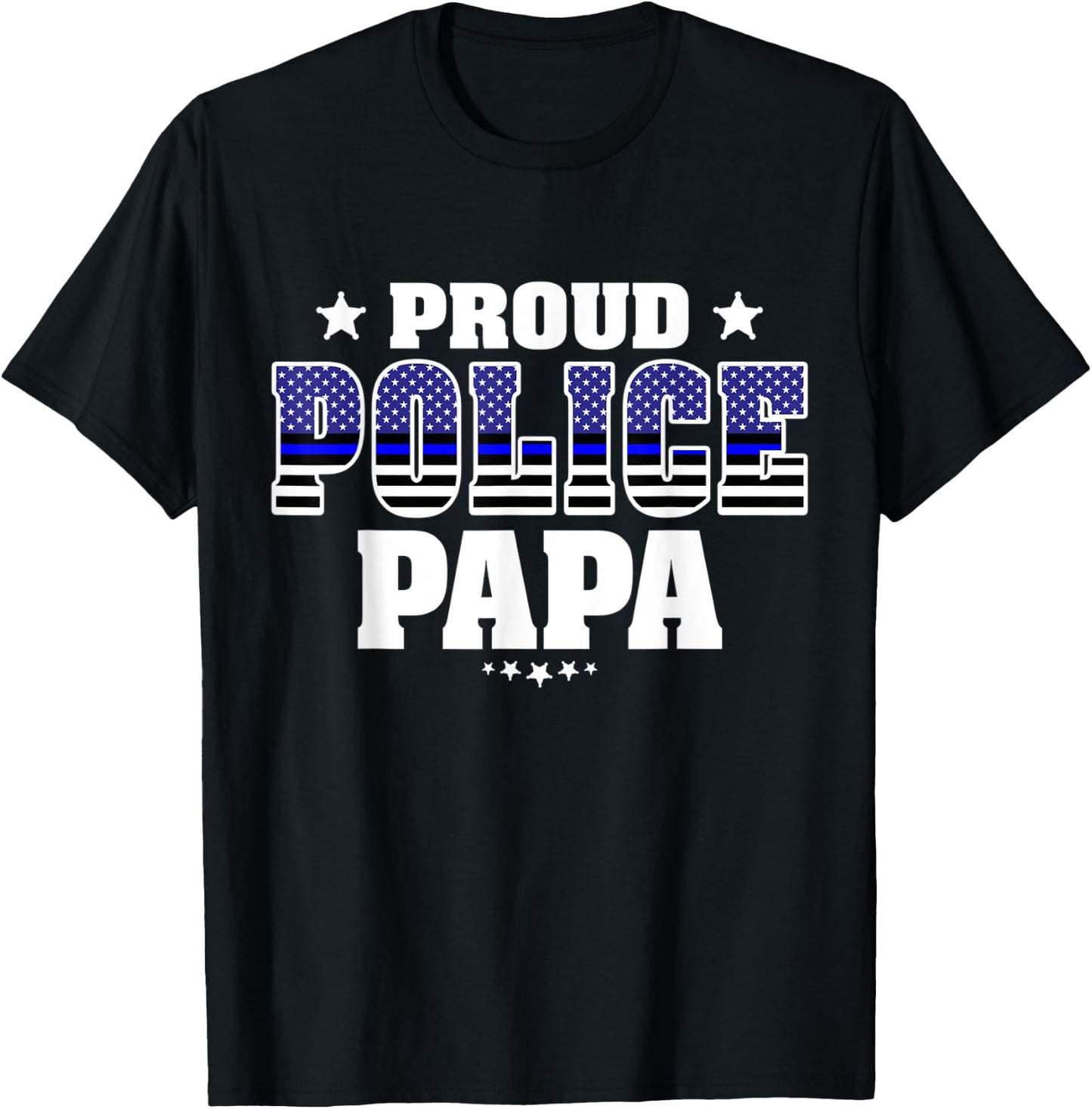 Proud Police Papa Thin Blue Line US Cop's Grandfather T-Shirt - T-Shirt | Black