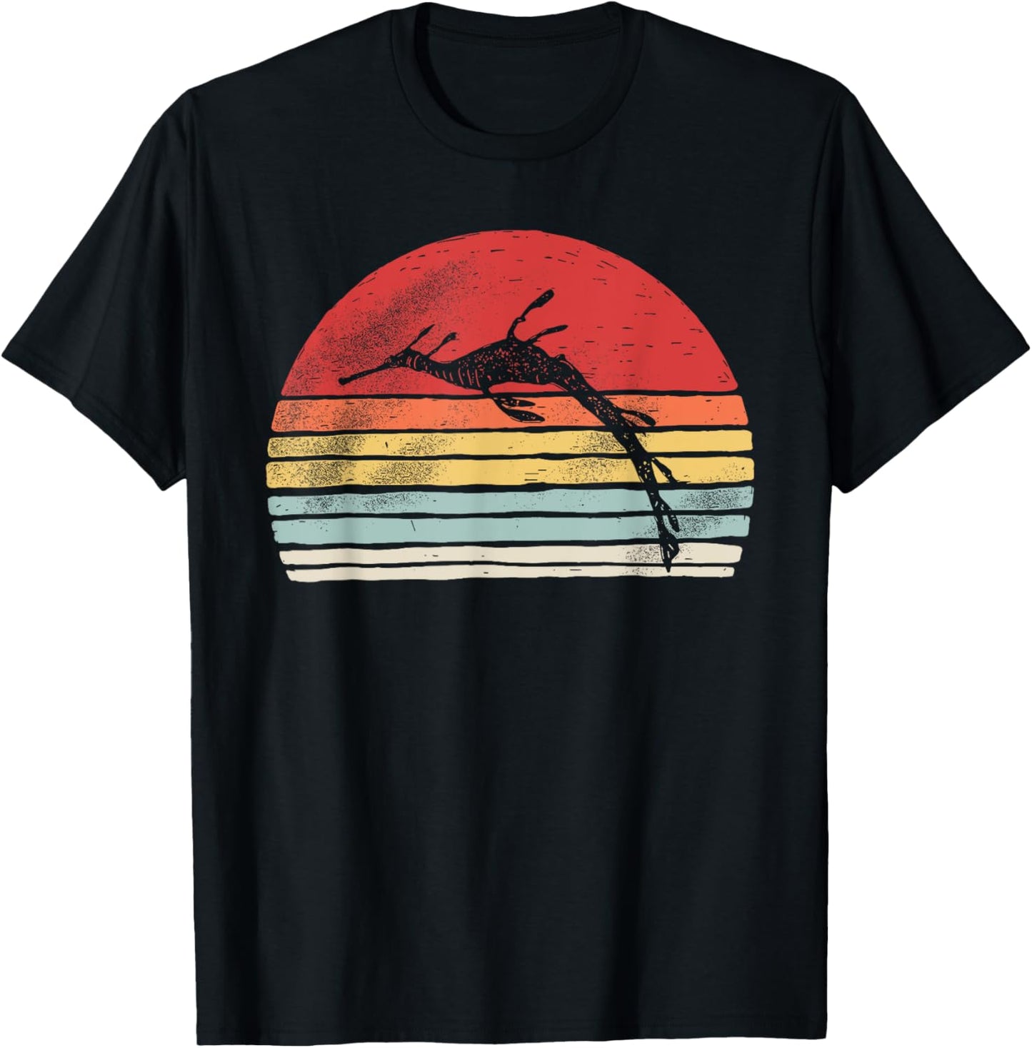 Vintage Retro Sea Dragon Leafy Seadragon T-Shirt - T-Shirt | Black