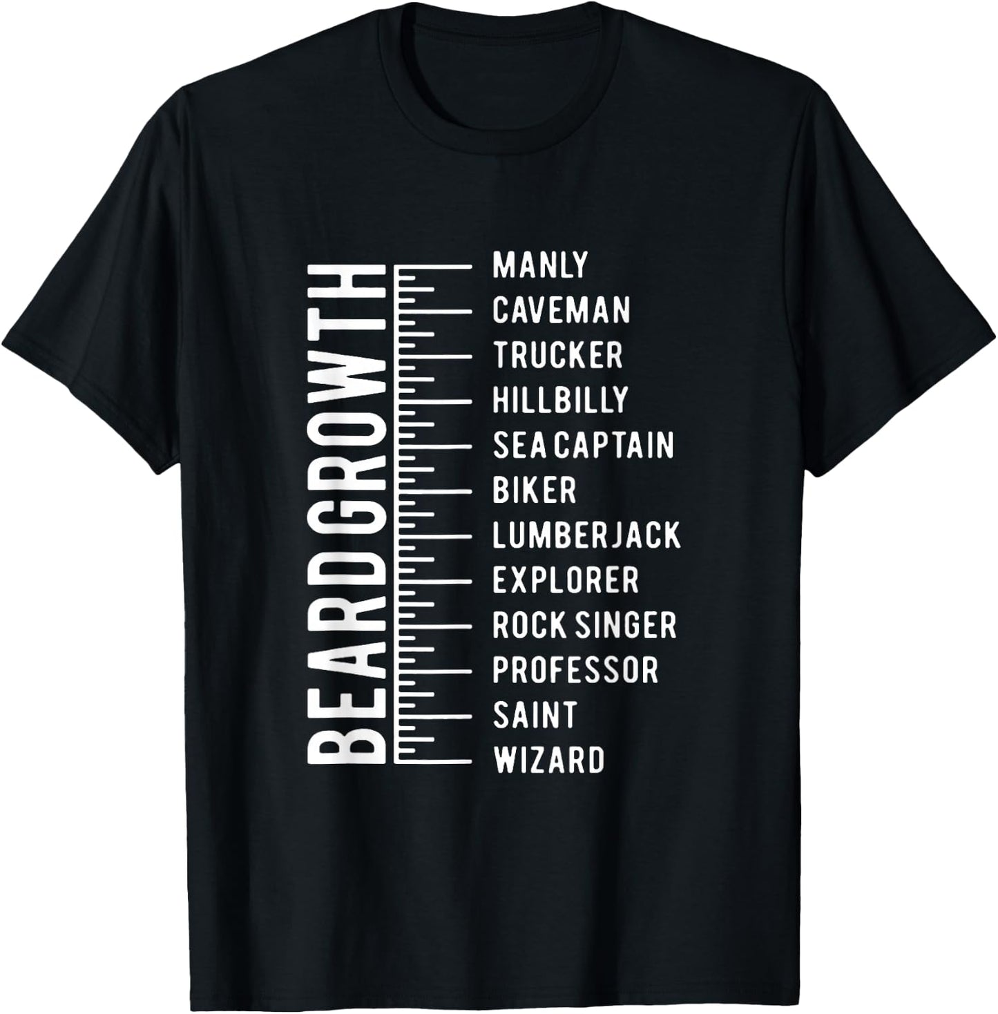 Men's Beard Growth Chart Measurement Bearded Man T-Shirt - T-Shirt | Black