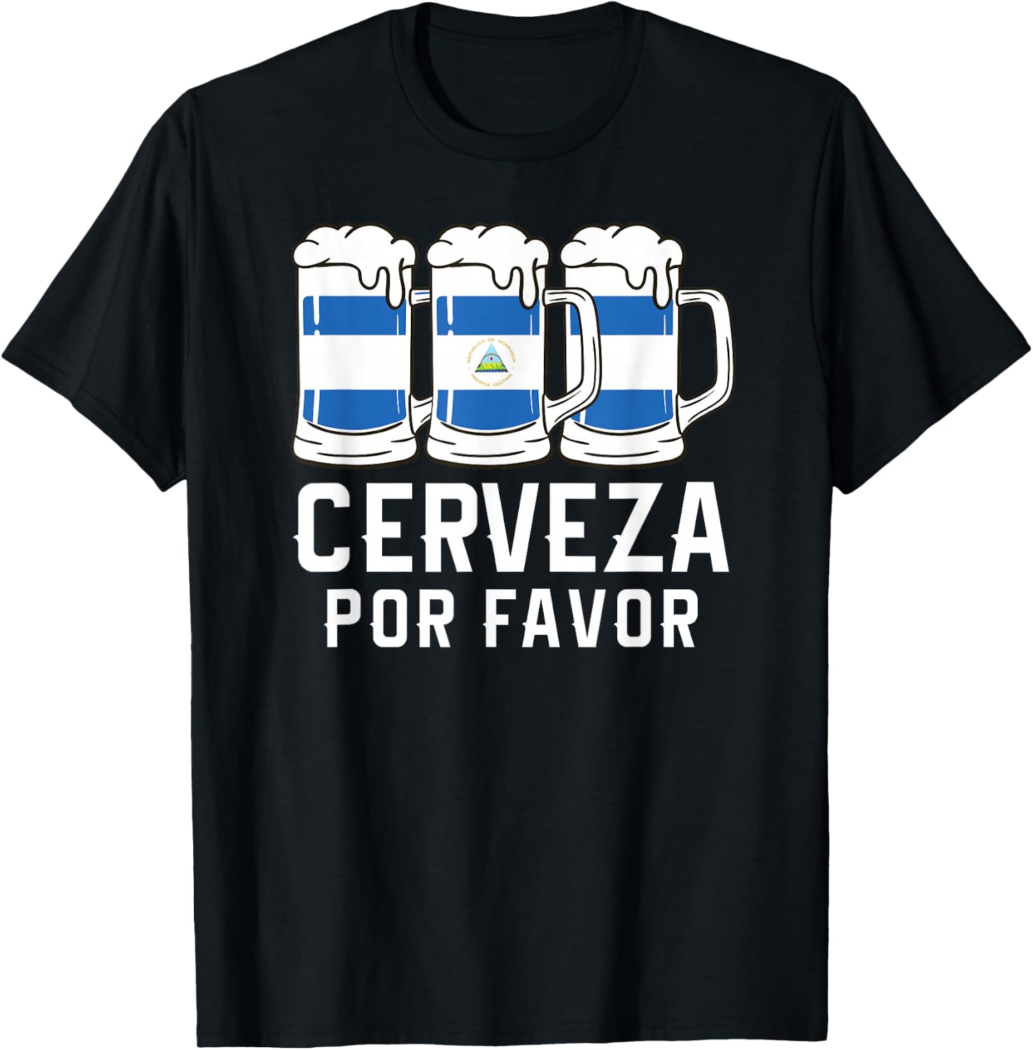 Nicaragua Cerveza Por Favor Beer Nicaraguan Central America T-Shirt - T-Shirt | Black