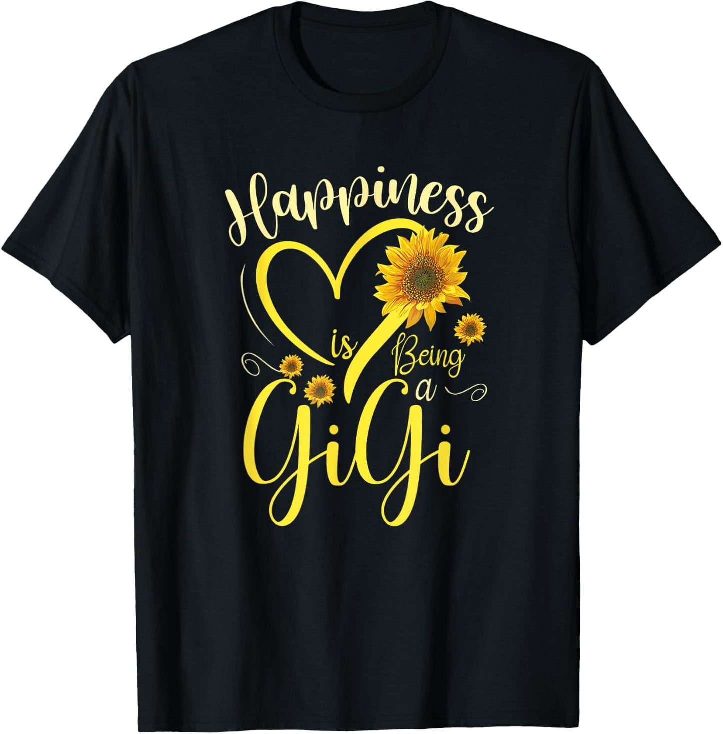 Happiness Is Being A Gigi Sunflower Mother's Day Grandma T-Shirt - T-Shirt | Black