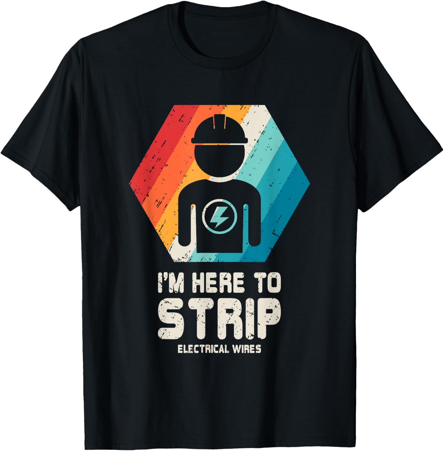 Electrician T Shirt Funny Retro Vintage Husband Dad Gift T-Shirt - T-Shirt | Black