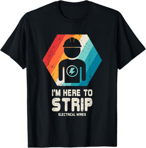 Electrician T Shirt Funny Retro Vintage Husband Dad Gift T-Shirt - T-Shirt | Black