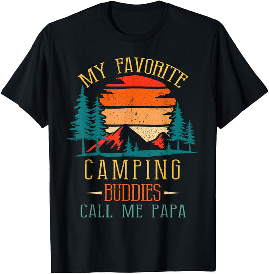 My Favorite Camping Buddies Call Me Papa Funny Family Father T-Shirt - T-Shirt | Black