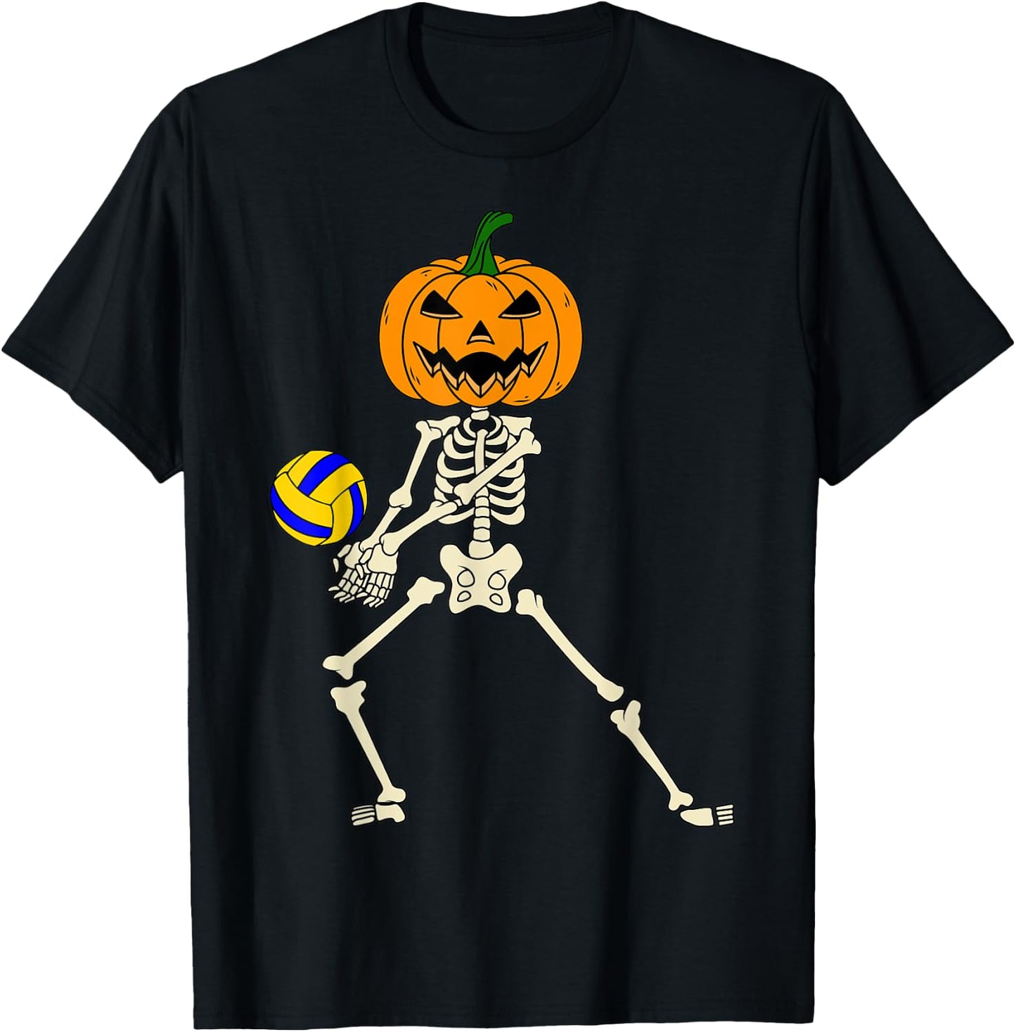 Halloween Volleyball Skeleton Player Retro Vintage Sport T-Shirt - T-Shirt | Black