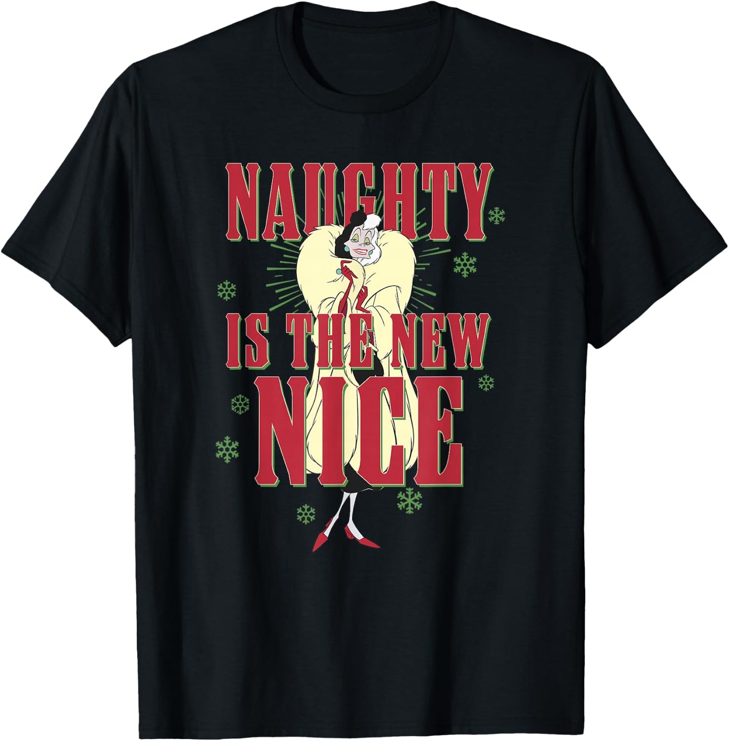 Disney Villains Christmas Cruella Naughty Is The New Nice T-Shirt - T-Shirt | Black