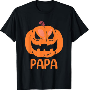 Pumpkin Papa Father Matching Family Halloween T-Shirt - T-Shirt | Black