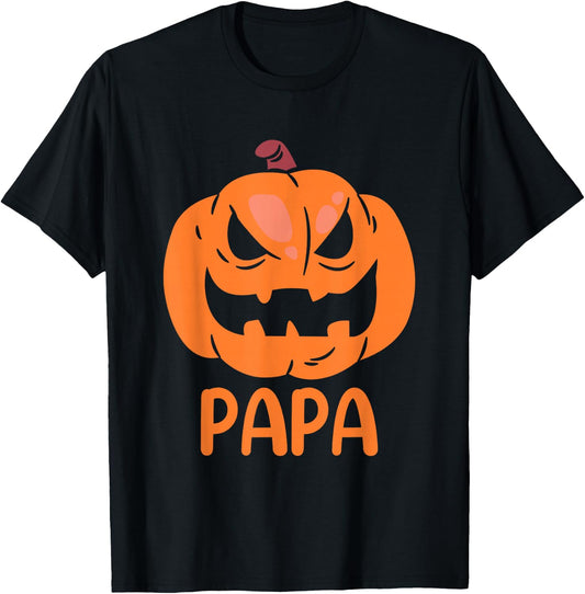 Pumpkin Papa Father Matching Family Halloween T-Shirt - T-Shirt | Black