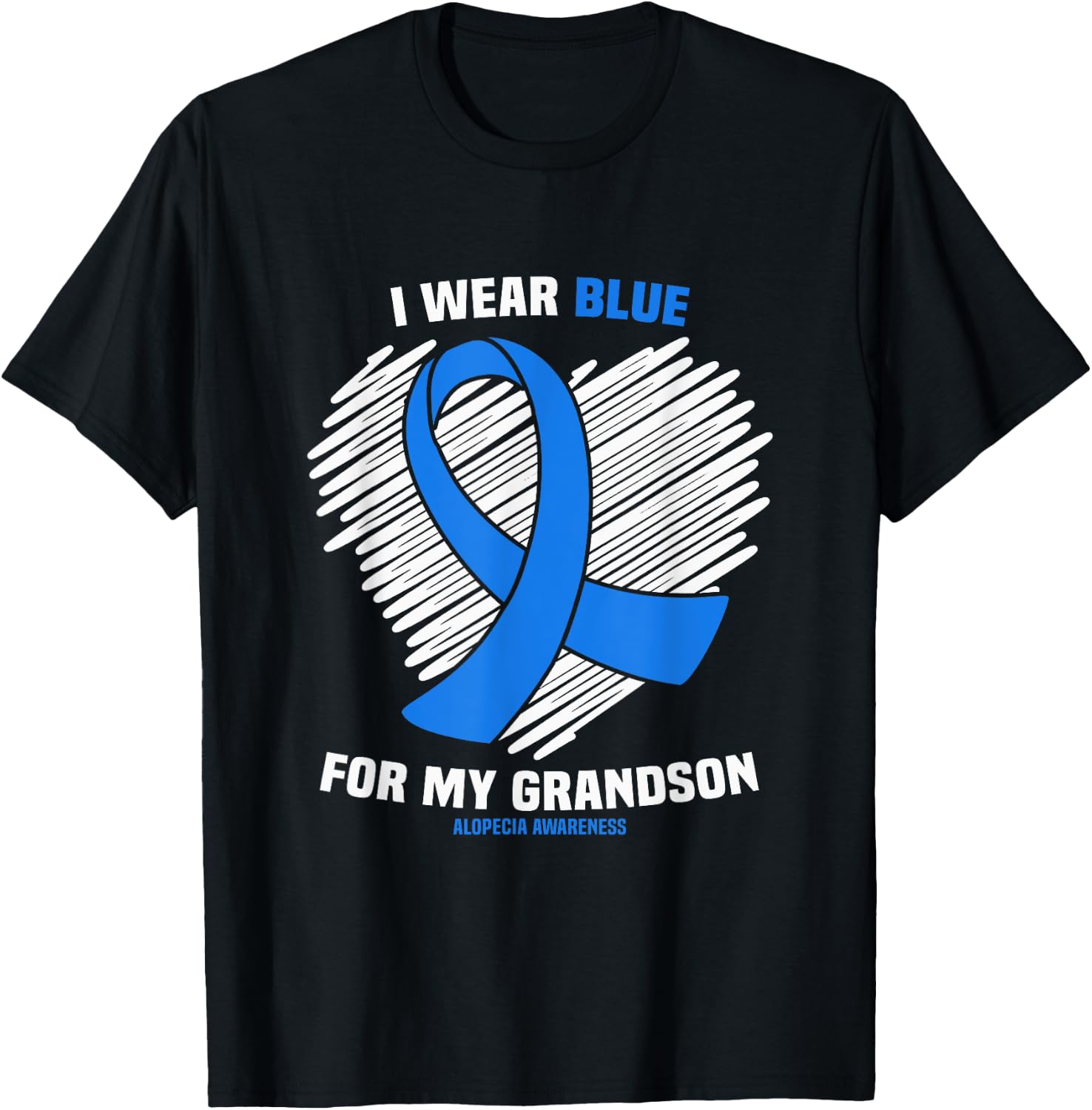 I Wear Blue For My Grandson Alopecia Awareness T-Shirt - T-Shirt | Black