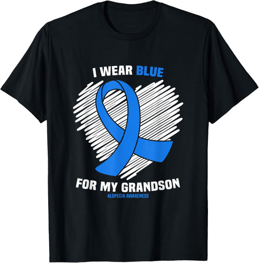 I Wear Blue For My Grandson Alopecia Awareness T-Shirt - T-Shirt | Black
