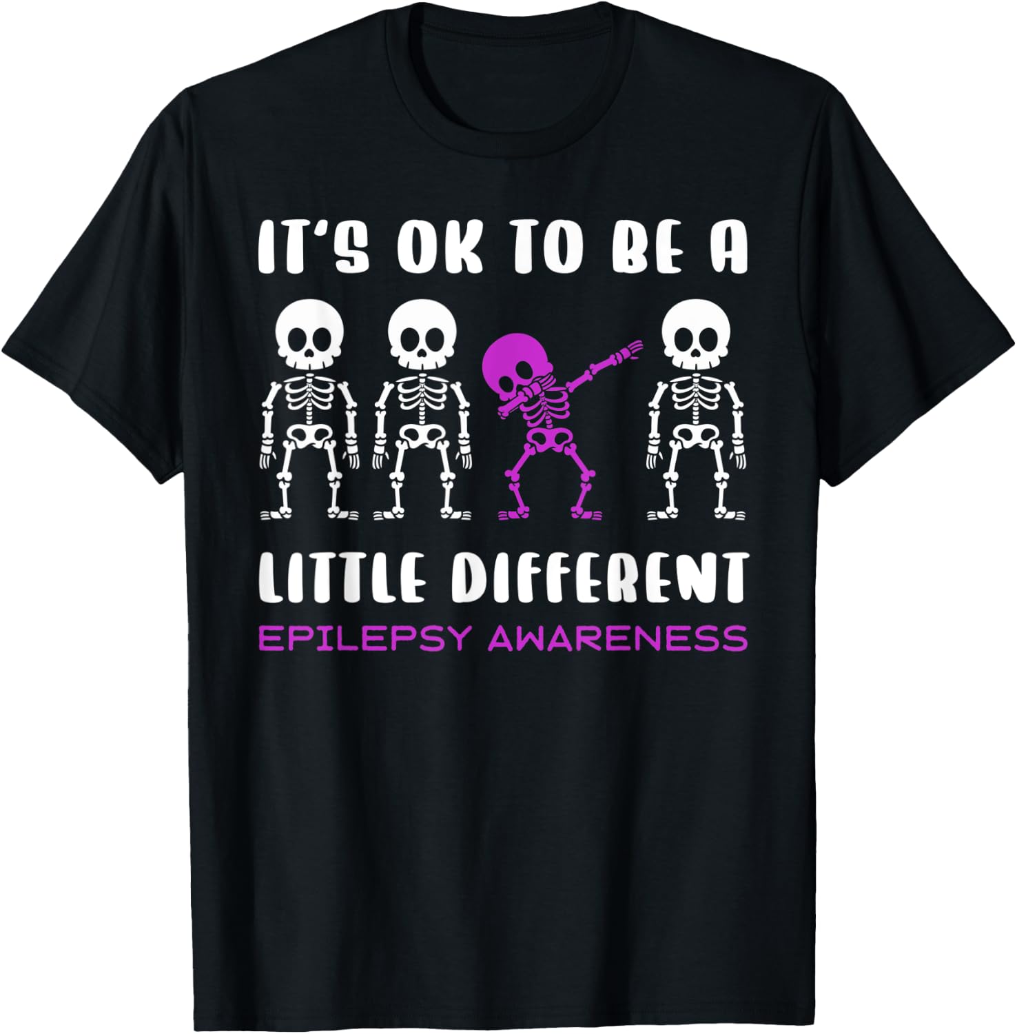 Epilepsy Purple Skeleton Awareness Halloween Holiday T-Shirt - T-Shirt | Black
