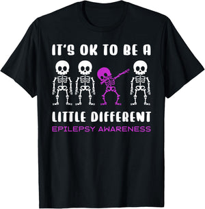 Epilepsy Purple Skeleton Awareness Halloween Holiday T-Shirt - T-Shirt | Black