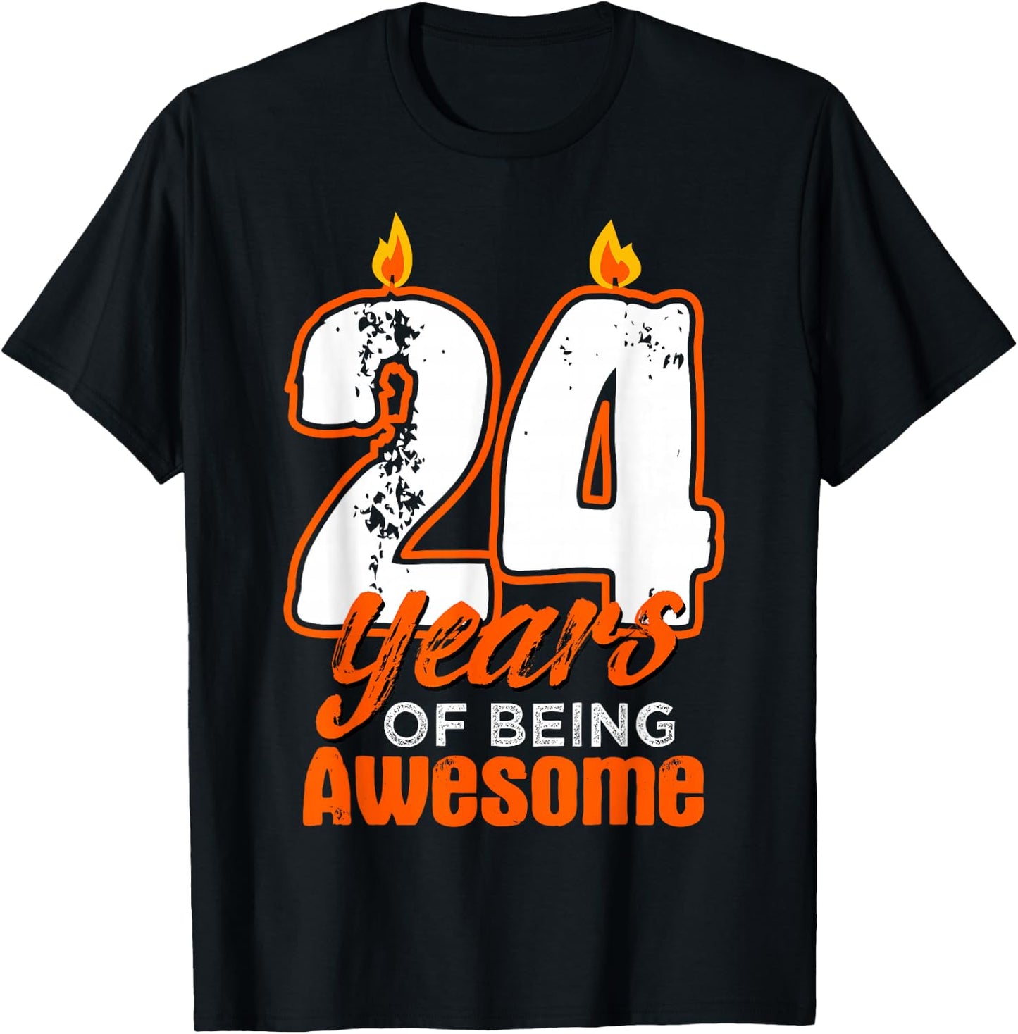 Candle 24 Birthday Party Wishes Cake Decoration Candlelight T-Shirt - T-Shirt | Black