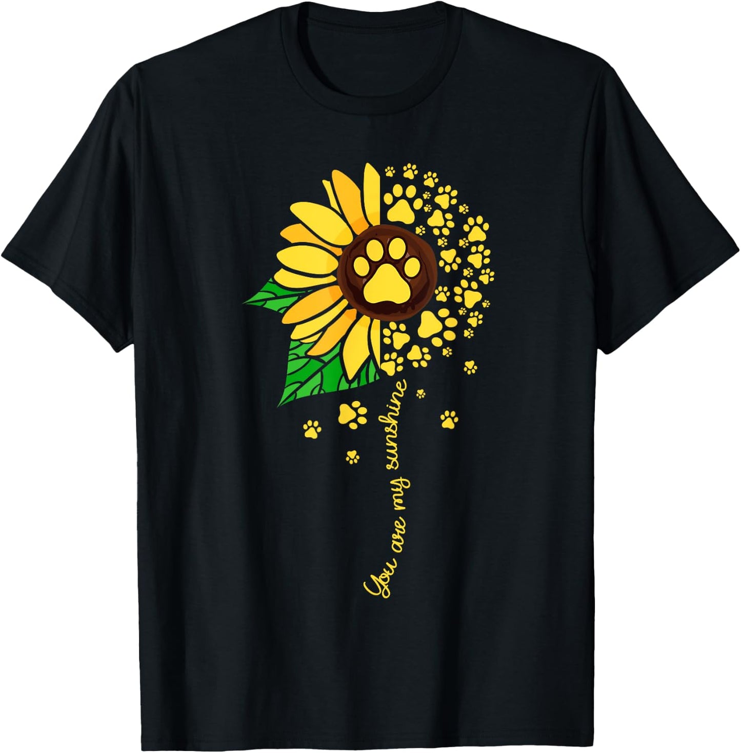 Sunflower dog doglover pets paw apparel men T-Shirt - T-Shirt | Black