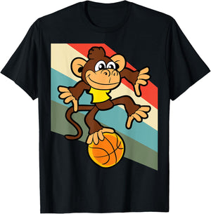 Monkey Basketball Player Animal Funny T-Shirt - T-Shirt | Black
