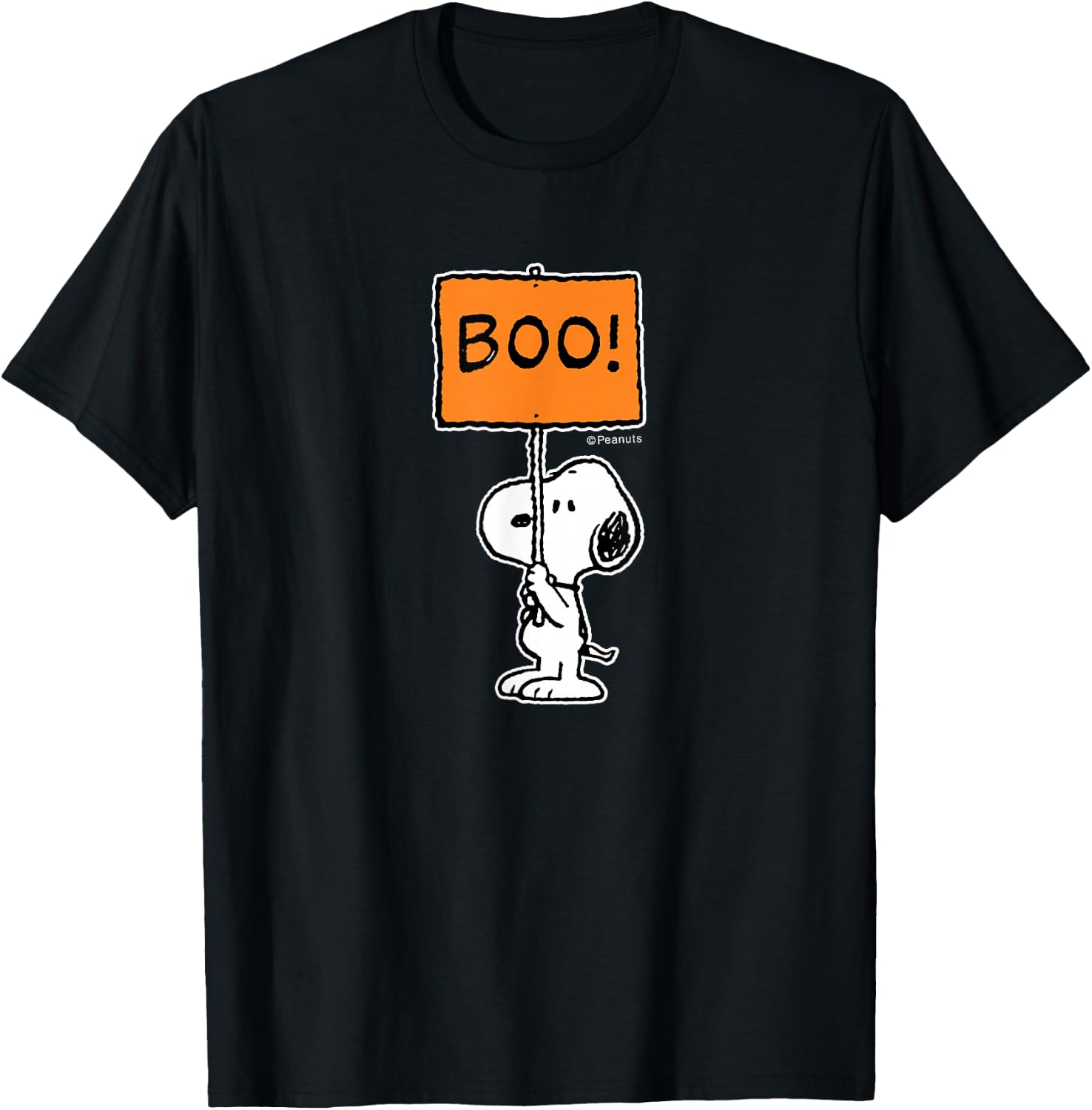Peanuts - Halloween - Snoopy Boo Sign T-Shirt - T-Shirt | Black