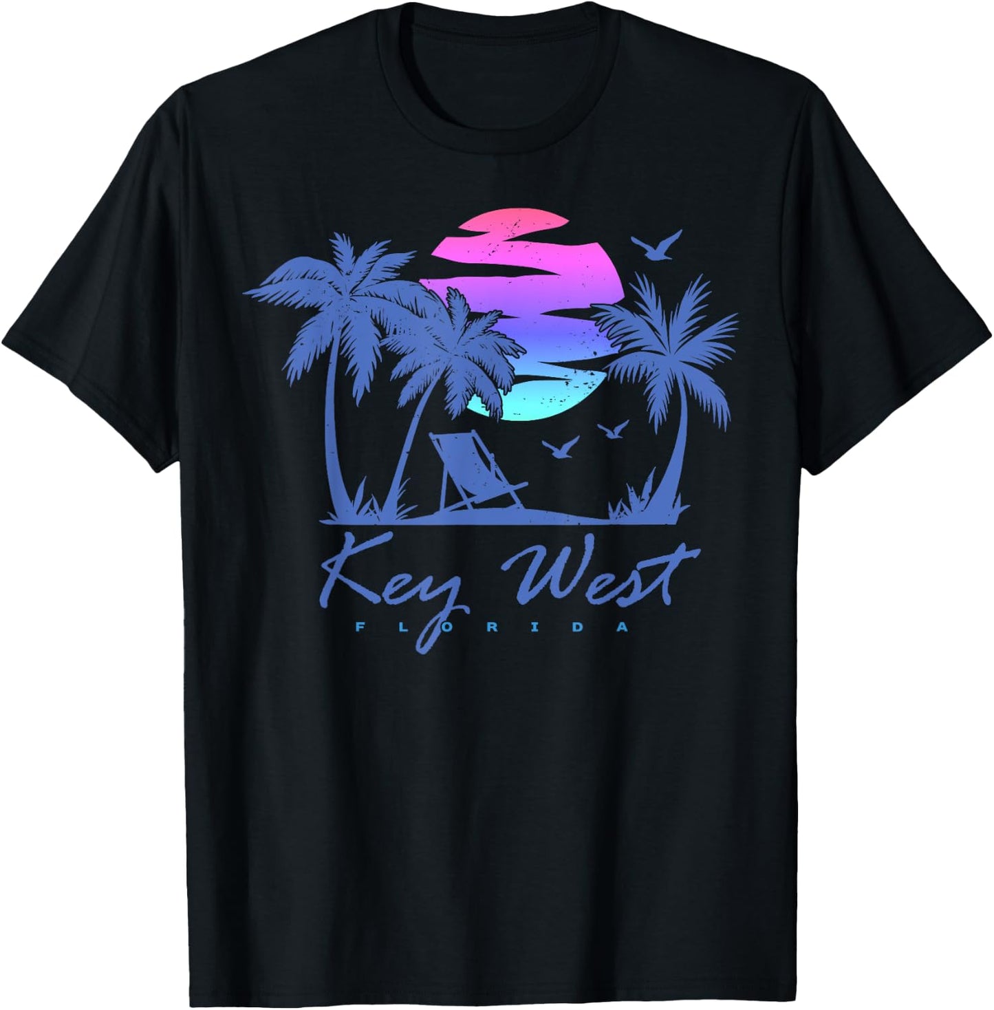 KEY WEST FLORIDA Beach Vacation Trip Vintage Sunset Graphic T-Shirt - T-Shirt | Black