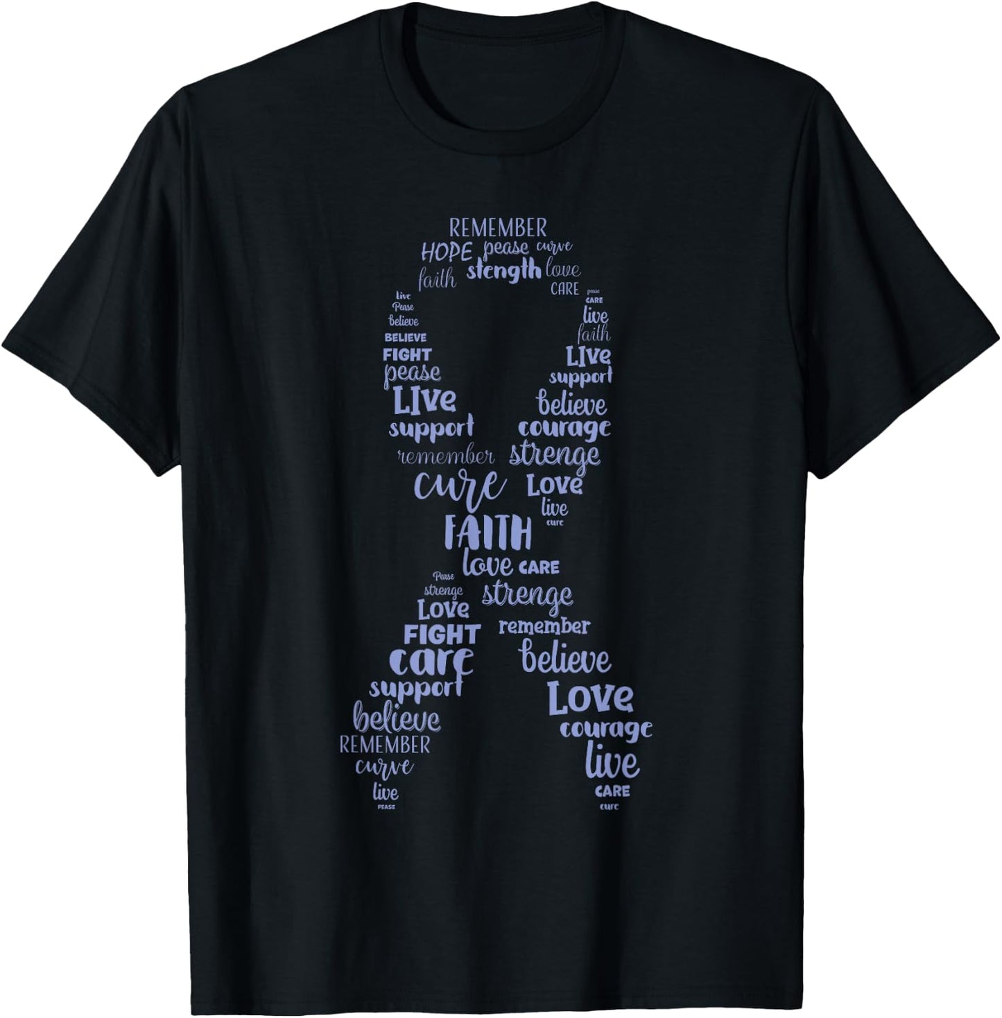 Esophageal Cancer Awareness Purple Periwinkle Ribbon T-Shirt - T-Shirt | Black