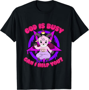 God is Busy Can I Help You? T-Shirt - T-Shirt | Black