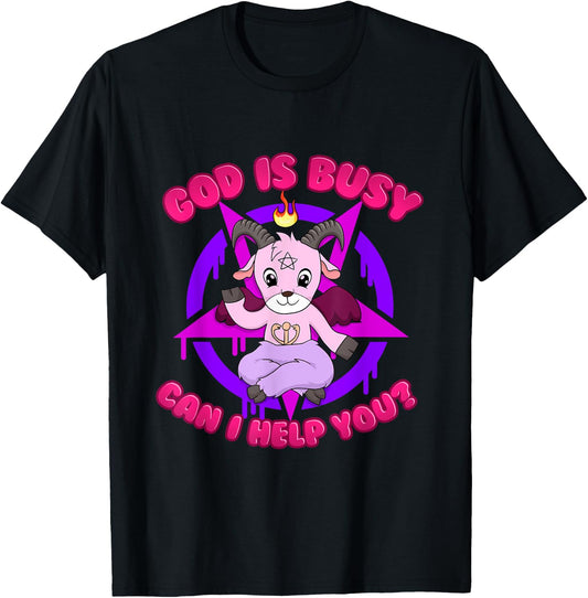 God is Busy Can I Help You? T-Shirt - T-Shirt | Black