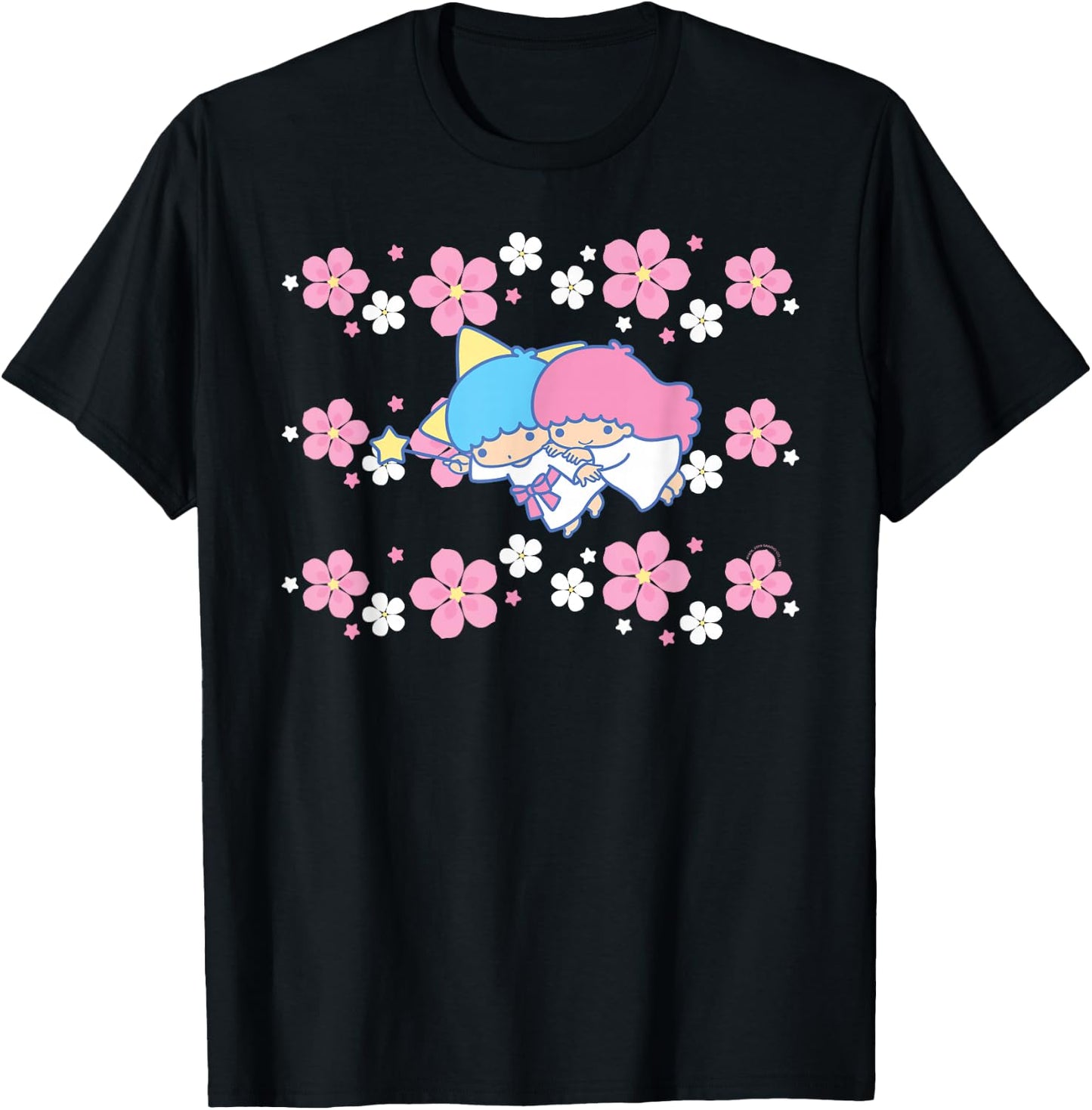 Little Twin Stars Tropical Flowers T-Shirt - T-Shirt | Black
