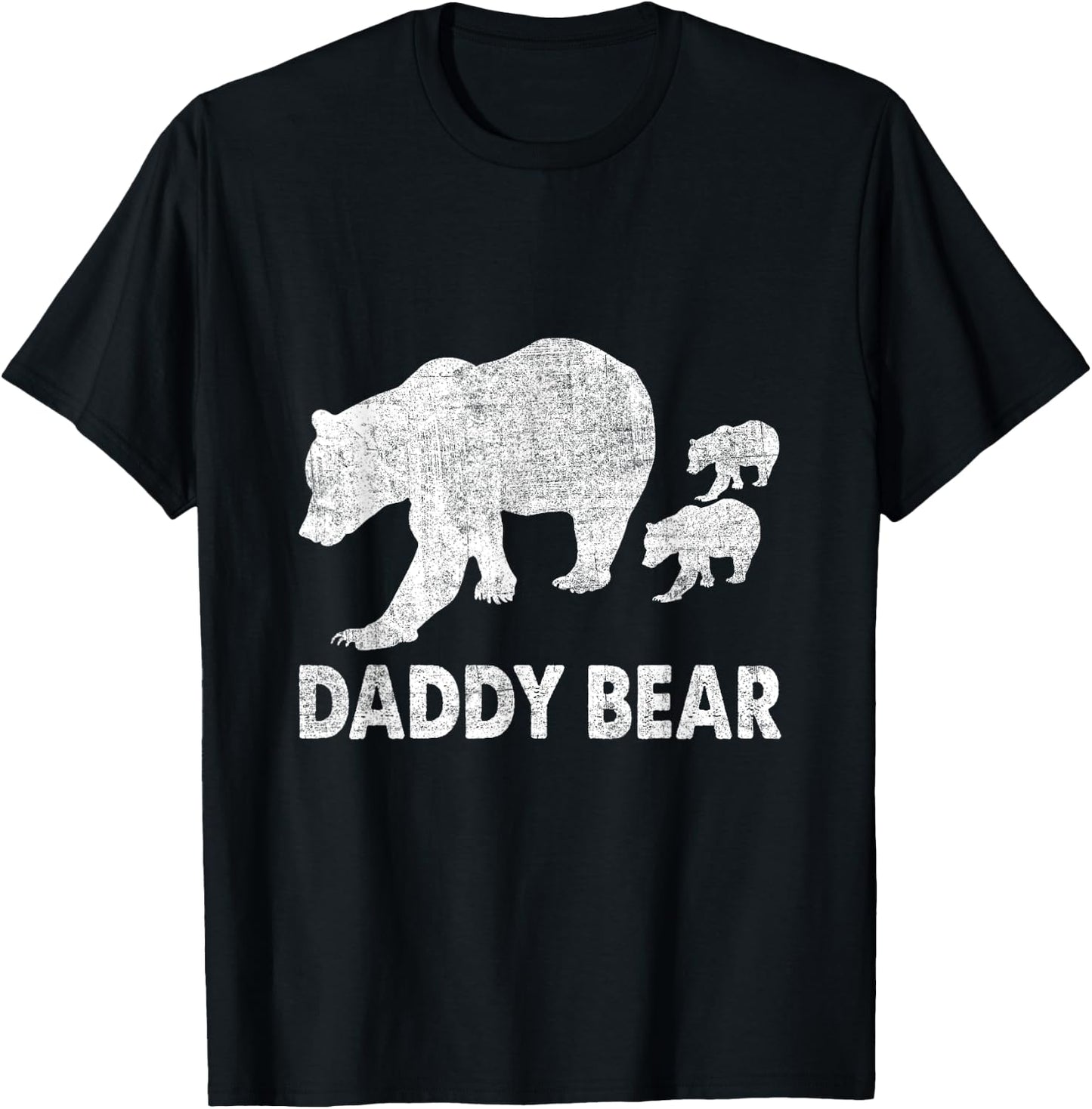 Daddy Bear 2 Cubs Daddy Bear Twin Dad 2 Kids Fathers Day T-Shirt - T-Shirt | Black