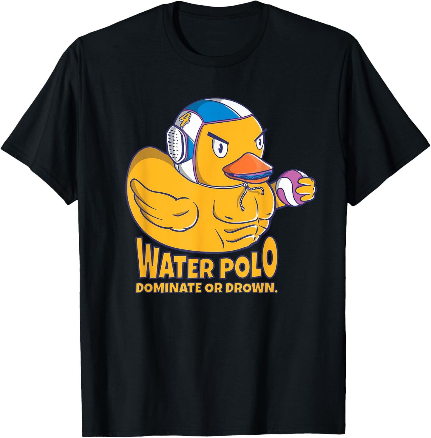 Water Polo Rubber Duck Dominate or Drown on Funny Water Polo Small T-Shirt - T-Shirt | Black