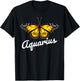 Aquarius Butterfly Wings with Aquarius Zodiac Sign T-Shirt - T-Shirt | Black