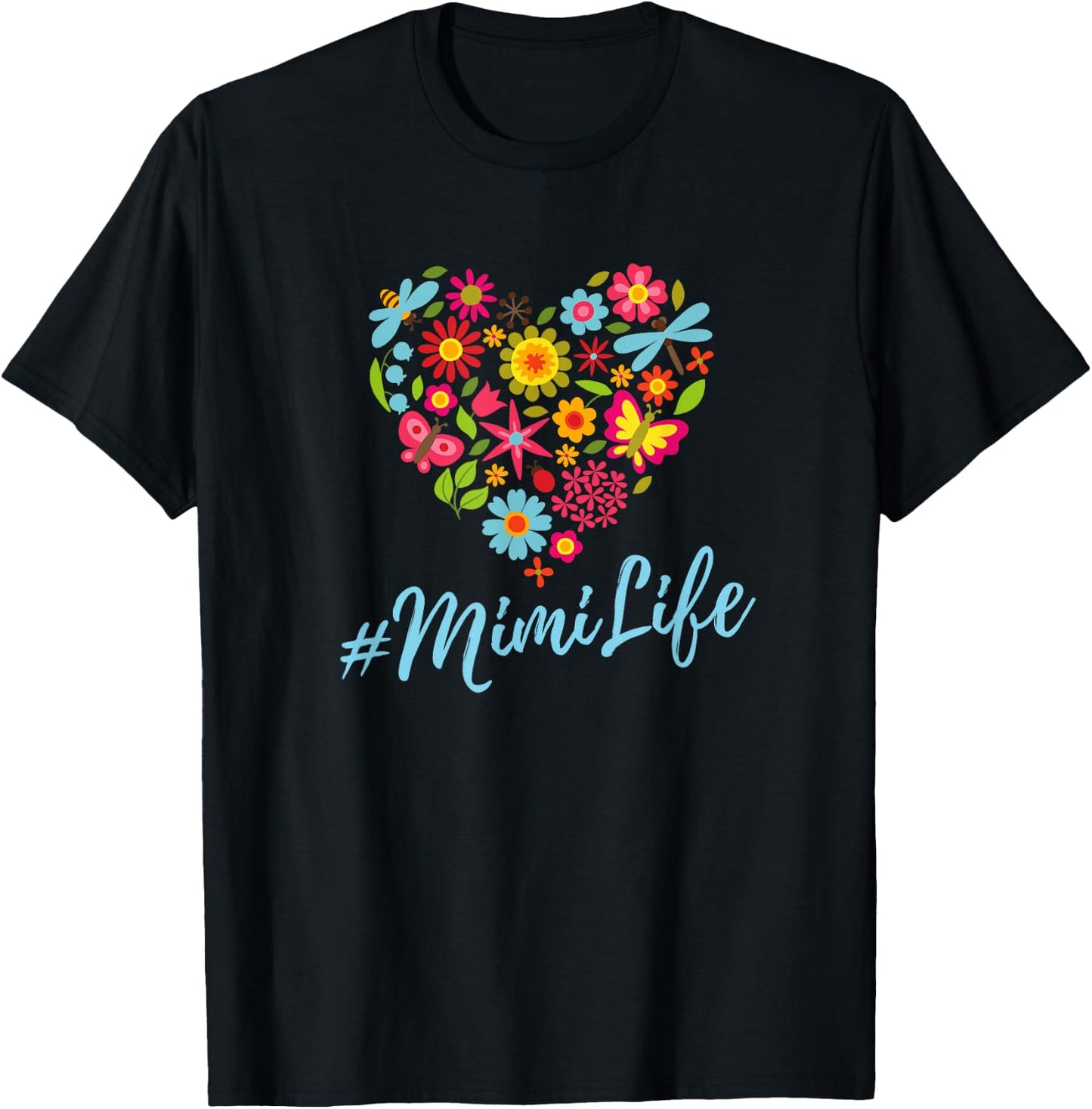 Heart of Flowers Mimi Life #mimilife T-Shirt - T-Shirt | Black