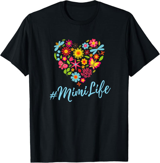Heart of Flowers Mimi Life #mimilife T-Shirt - T-Shirt | Black