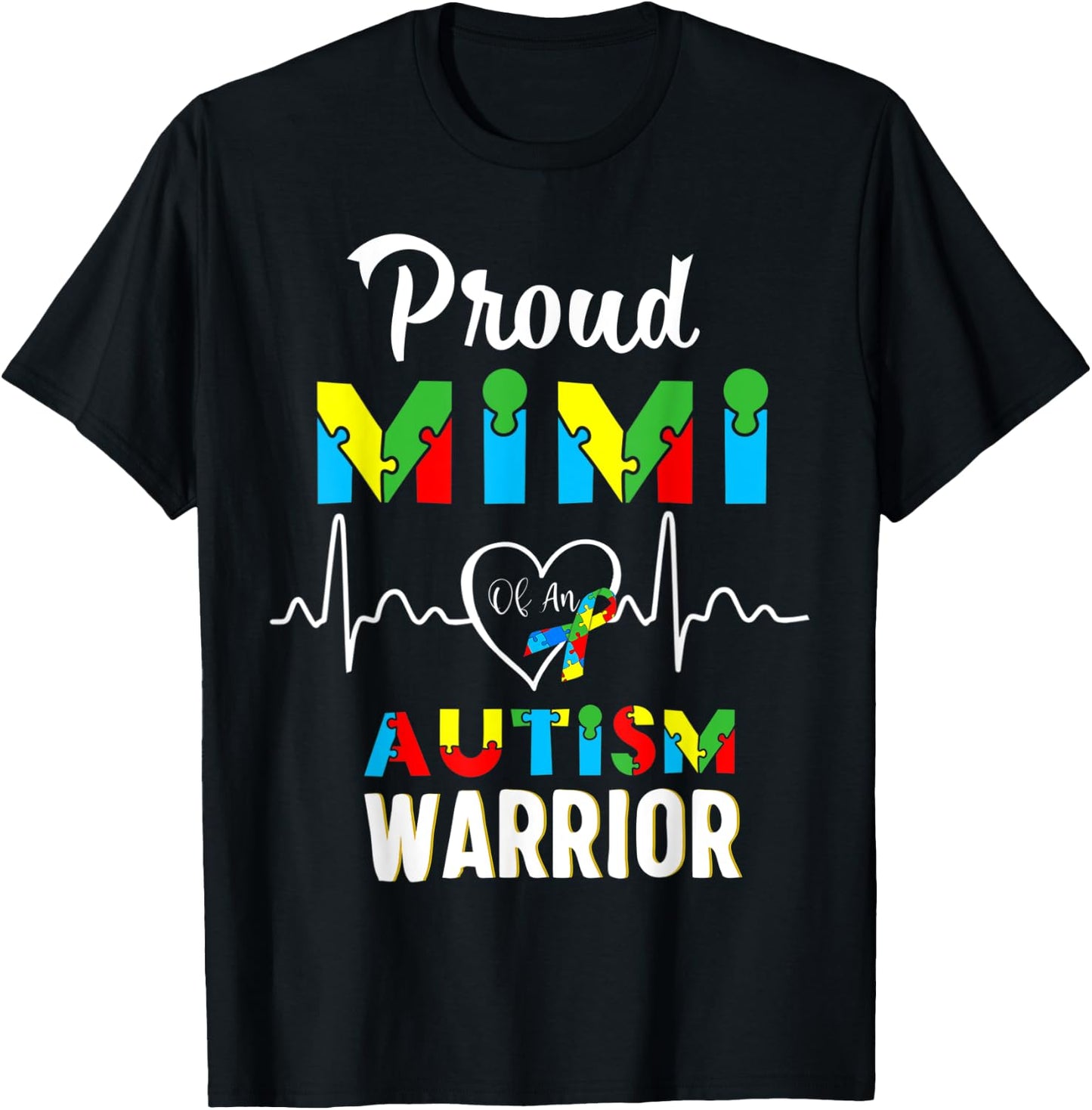 proud autism Mimi Autism awareness warrior matching family T-Shirt - T-Shirt | Black