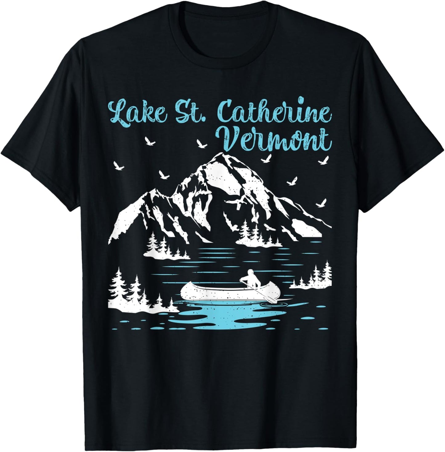 Summer Vacation Retro Vermont Lake St. Catherine Men Women Kids T-Shirt - T-Shirt | Black