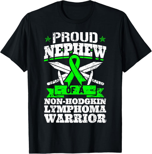 Proud Nephew Of A Non-Hodgkin Lymphoma Warrior Awareness T-Shirt - T-Shirt | Black