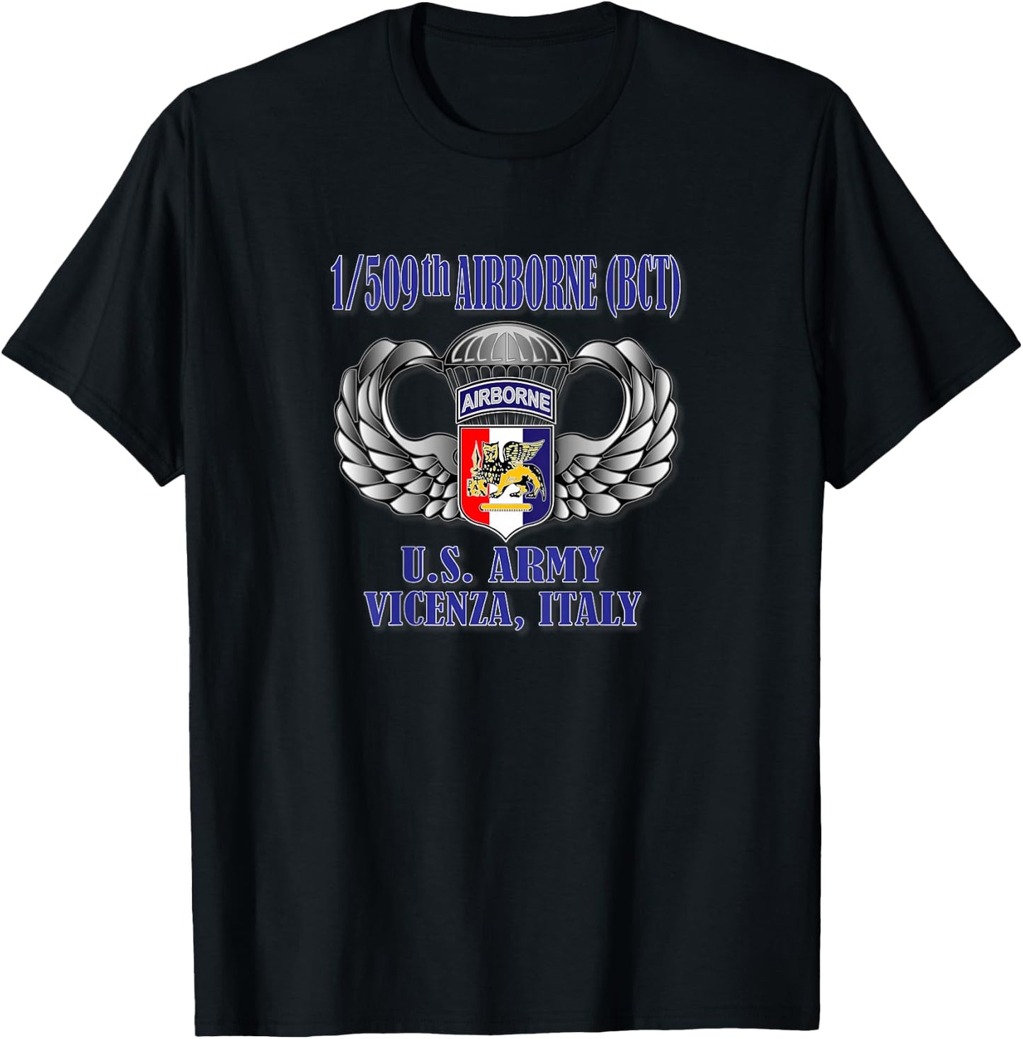 Relaxed Lifestyle Products 1/509th Airborne (BCT) (Back Design) -Adults Black Short Sleeve T-Shirt - T-Shirt | Black