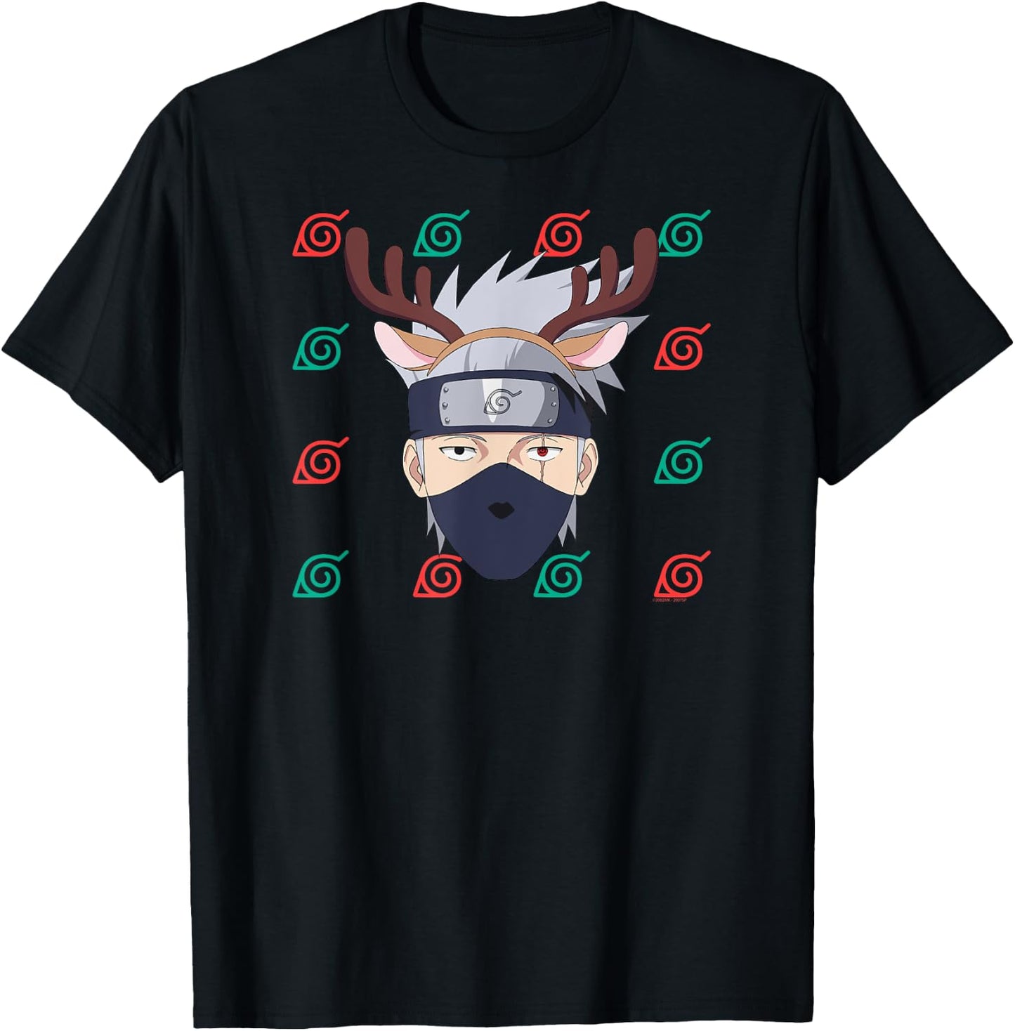 Naruto Shippuden Kakashi Christmas Reindeer Anime T-Shirt - T-Shirt | Black