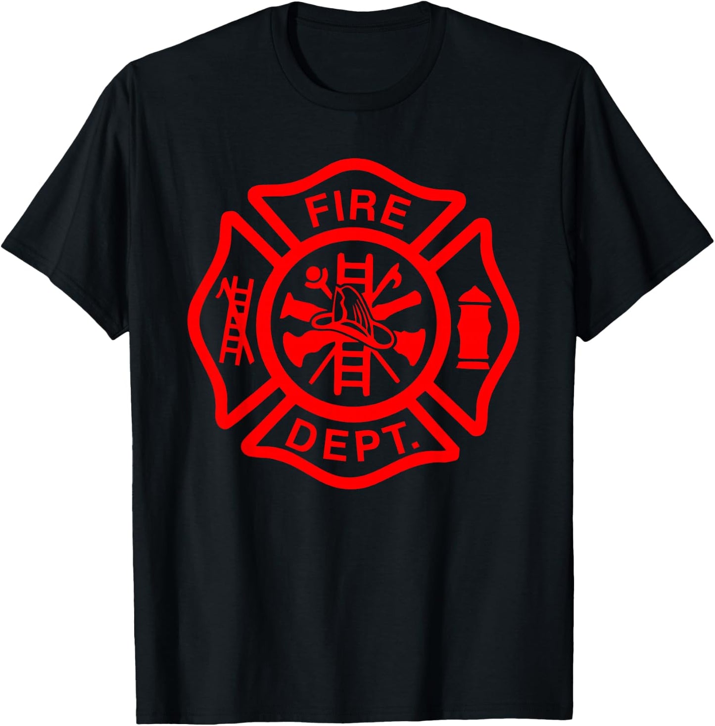 Fire Department Logo Uniform Fireman Symbol Firefighter Gear T-Shirt - T-Shirt | Black