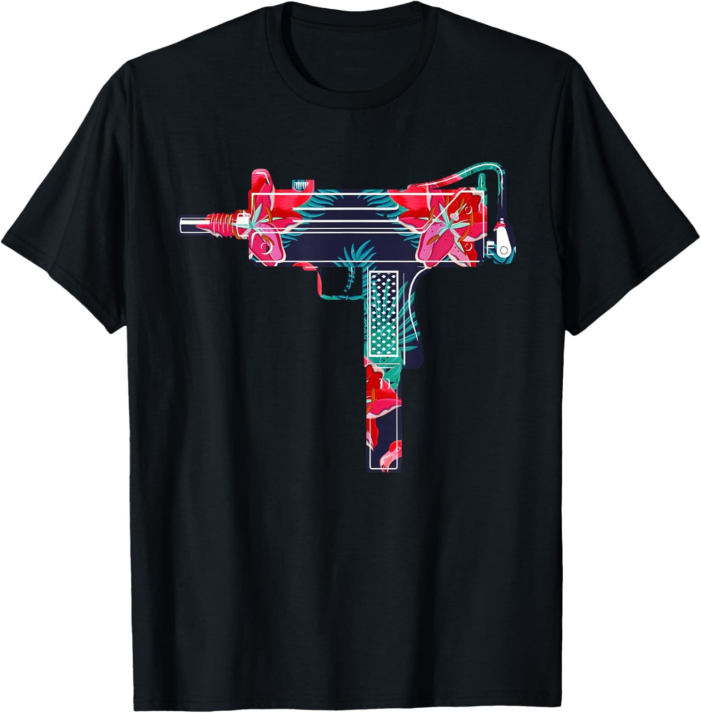 Tropical Gun Lover Firearm Beach Hawaiian Aloha Gun Hawaiian T-Shirt - T-Shirt | Black