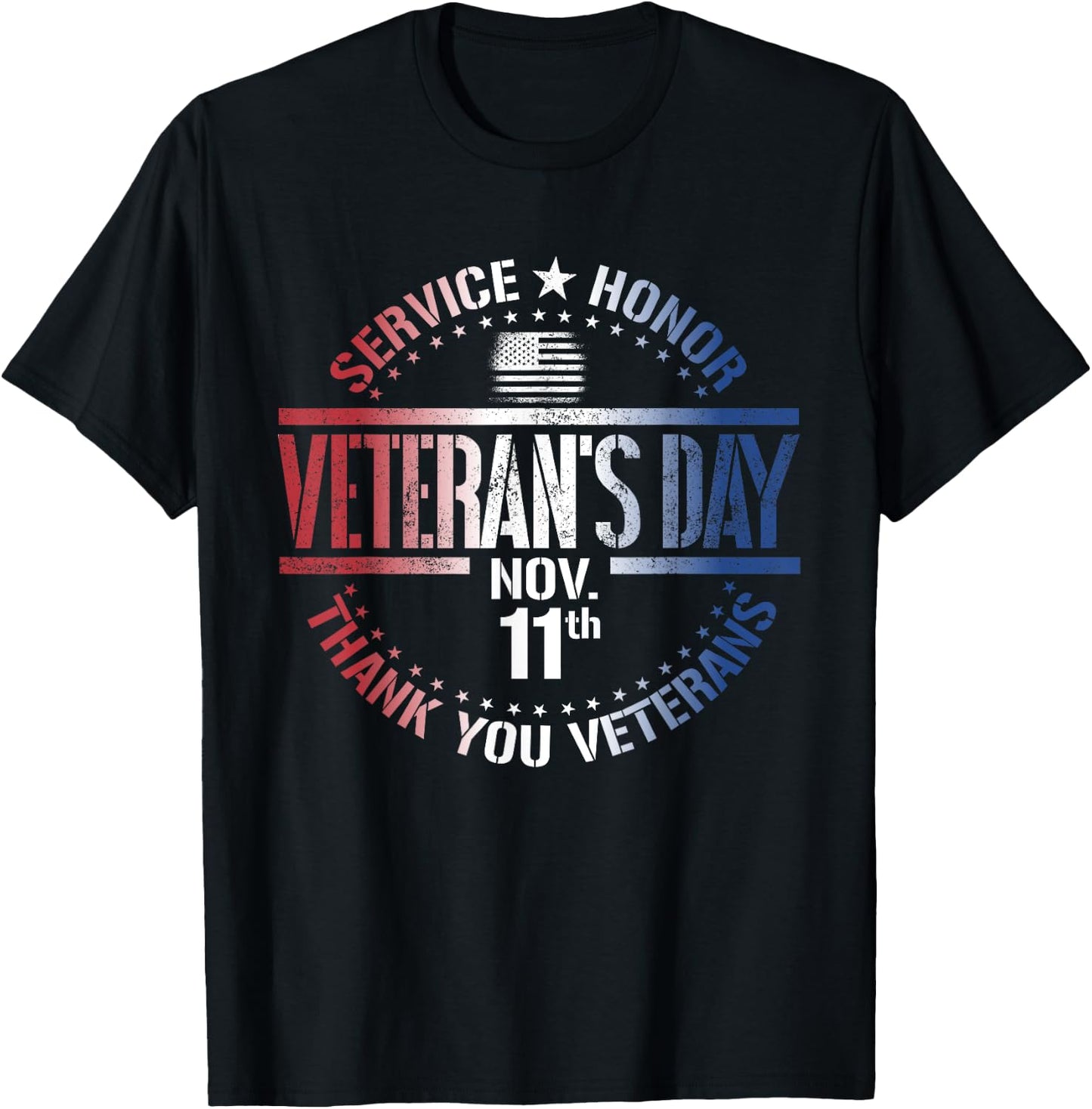 Veteran's Day November 11th Military Thank You Veterans T-Shirt - T-Shirt | Black